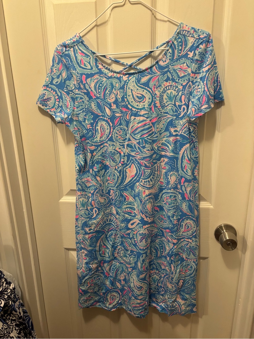 Lilly Pulitzer Blue Paisley Crisscross Back Mini Dress